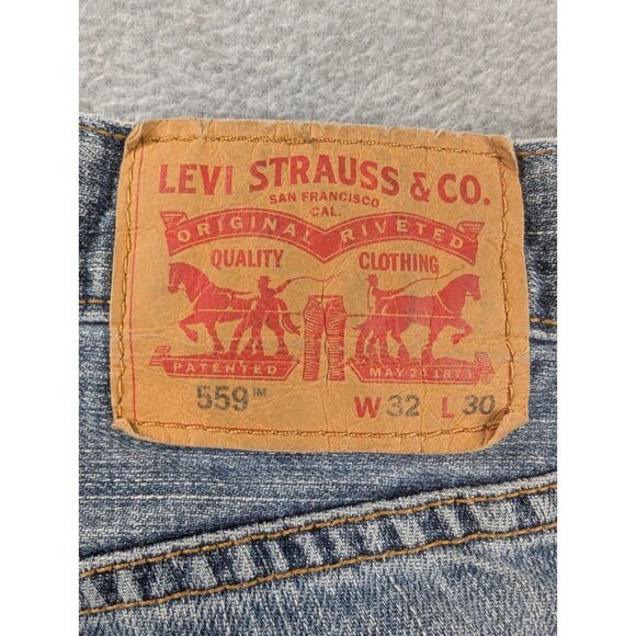 Levis 559 Jeans Mens Size 32x30 blue Classic Straight Faded Whiskers Y2K - Picture 10 of 14
